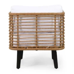 Nic Outdoor Wicker Club Chair With Cushion - Light Brown/White - Christopher Knight Home -Outdoor Living Shop GUEST 0057539e 3a87 4b92 b45a 5ae69e1a75f2