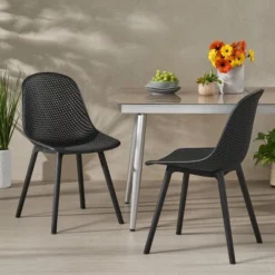 Posey 2pk Resin Modern Dining Chairs - Black - Christopher Knight Home -Outdoor Living Shop GUEST 00ca0b0e 37f3 40e3 9baf ced726346ce5