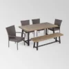 Baxley 6pc Acacia Dining Set With Bench - Sandblast Gray/Gray - Christopher Knight Home -Outdoor Living Shop GUEST 0179448d 0098 427d a6e8 048bbc3487a9