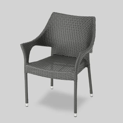 Nora 7pc Wicker And Acacia Wood Dining Set - Gray - Christopher Knight Home 5 Nora 7pc Wicker And Acacia Wood Dining Set - Gray - Christopher Knight Home - Image 3