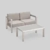 Aviara 2pc Aluminum Patio Loveseat & Coffee Table Set - Khaki - Christopher Knight Home -Outdoor Living Shop GUEST 03184ac9 93a0 4449 9e5a 40d756102278