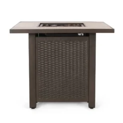 Baton Outdoor 40000 BTU Iron Square Fire Pit Dark Brown/Brown - Christopher Knight Home -Outdoor Living Shop GUEST 03853b5f 8d4c 4352 aa3a 5778363f1b2d