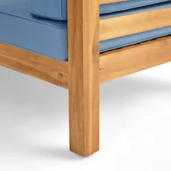 2pk Oana Outdoor Acacia Wood Left Arm Loveseat & Coffee Table With Cushion Teak/Blue - Christopher Knight Home -Outdoor Living Shop GUEST 050c8f12 3a21 4382 8062 7f2c5cdc897d