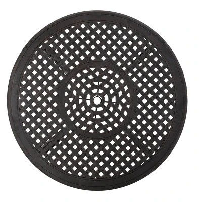 Alfresco Round Cast Aluminum Dining Table - Bronze Christopher Knight Home 6 Alfresco Round Cast Aluminum Dining Table - Bronze Christopher Knight Home - Image 4