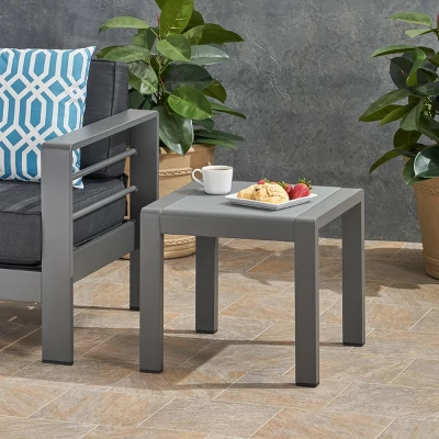 Cape Coral Aluminum Patio Side Table Gray - Christopher Knight Home 3 Cape Coral Aluminum Patio Side Table Gray - Christopher Knight Home