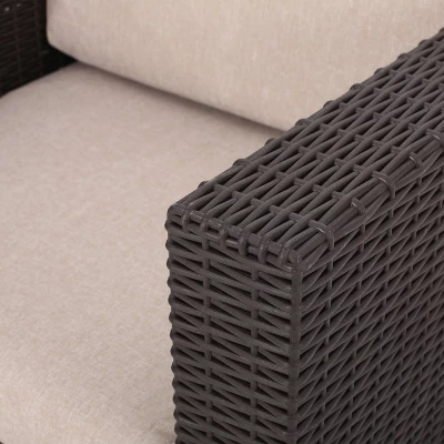 Waverly 3pc Faux Wicker Chat Set Brown/Beige - Christopher Knight Home 3 Waverly 3pc Faux Wicker Chat Set Brown/Beige - Christopher Knight Home