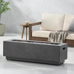 Wellington Outdoor 50000 BTU Rectangular Fire Pit With Concrete Finish - Christopher Knight Home -Outdoor Living Shop GUEST 0881f0a7 0d7a 4c42 b01c 9f8bc795e405