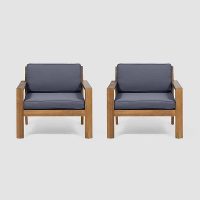 Santa Ana 2pk Acacia Wood Club Chairs Teak/Dark Gray - Christopher Knight Home 3 Santa Ana 2pk Acacia Wood Club Chairs Teak/Dark Gray - Christopher Knight Home