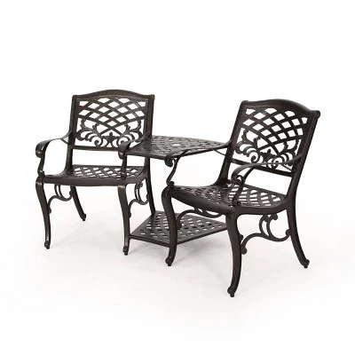 Sarasota Cast Aluminum Adjoining Patio Chair - Bronze - Christopher Knight Home 3 Sarasota Cast Aluminum Adjoining Patio Chair - Bronze - Christopher Knight Home