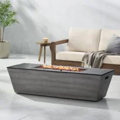 Langton Outdoor 50000 BTU Light Weight Concrete & Ceramic Rectangular Fire Pit - Christopher Knight Home -Outdoor Living Shop GUEST 095bf9f4 9625 40fe 9781 aae0f638f893