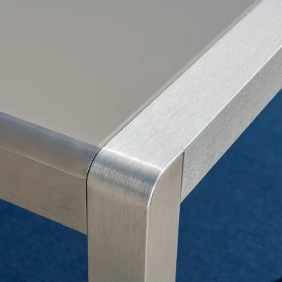 Cape Coral Rectangle Aluminum & Tempered Glass Dining Table - Silver/Gray - Christopher Knight Home 6 Cape Coral Rectangle Aluminum & Tempered Glass Dining Table - Silver/Gray - Christopher Knight Home - Image 4