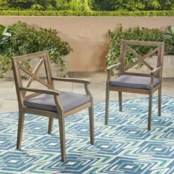 Perla 2pk Acacia Wood Patio Dining Chair - Christopher Knight Home