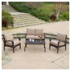 Honolulu Outdoor 4pc Wicker Seating Set And Cushions - Christopher Knight Home -Outdoor Living Shop GUEST 0a8a1ec8 fab2 4fca a90b 30a532a1c22b
