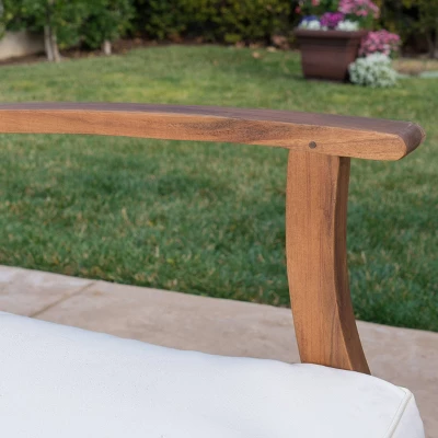 Perla 9pc Acacia Wood Patio Conversation Set - Teak/Cream - Christopher Knight Home 5 Perla 9pc Acacia Wood Patio Conversation Set - Teak/Cream - Christopher Knight Home - Image 3