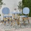 Picardy 3pc Outdoor Aluminum French Bistro Set - Navy/White/Bamboo - Christopher Knight Home