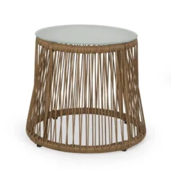 Russel 3pc Outdoor Wicker 2 Seater Chat Set - Light Brown/Beige - Christopher Knight Home -Outdoor Living Shop GUEST 0dba6bef 0067 4f68 965c cd208f238428