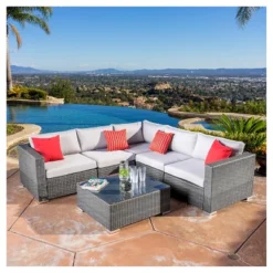 Santa Rosa 6pc Wicker Seating Sectional Set With Cushions - Christopher Knight Home -Outdoor Living Shop GUEST 0e59bed4 d8b8 4dd4 8519 ef787509b954