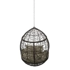 Castaic Indoor/Outdoor Wicker Hanging Chair With 8' Chain - Brown/Khaki - Christopher Knight Home -Outdoor Living Shop GUEST 0e7270ae ca4c 40c3 8fe4 175ac9d4e4f3