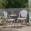 Elize 2pk Outdoor French Bistro Chairs - Gray/White/Bamboo - Christopher Knight Home
