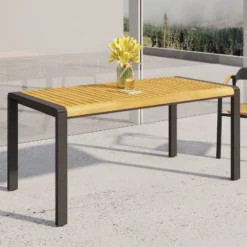 Holt Rectangular Outdoor Acacia Wood Dining Table Teak/Black - Christopher Knight Home 9 Holt Rectangular Outdoor Acacia Wood Dining Table Teak/Black - Christopher Knight Home -Outdoor Living Shop GUEST 125f07f9 96fa 4085 b6a8 363cc1b2ab11