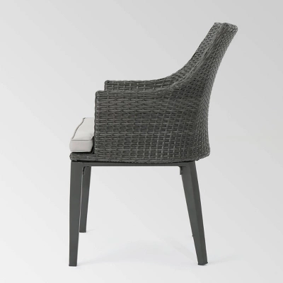 Hillhurst 5pc Wicker Round Dining Set Gray - Christopher Knight Home 6 Hillhurst 5pc Wicker Round Dining Set Gray - Christopher Knight Home - Image 4