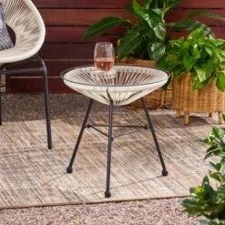 Nusa Faux Rattan Modern Side Table - Christopher Knight Home