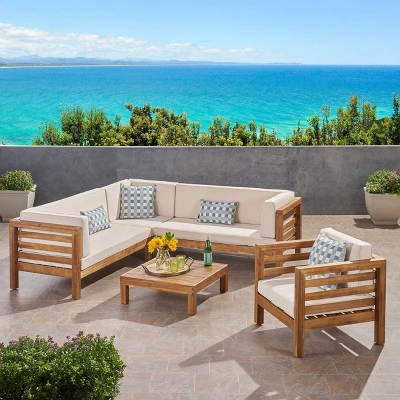 Oana 5pc Acacia Sectional Sofa Seating Set - Christopher Knight Home 9 Oana 5pc Acacia Sectional Sofa Seating Set - Christopher Knight Home - Image 7