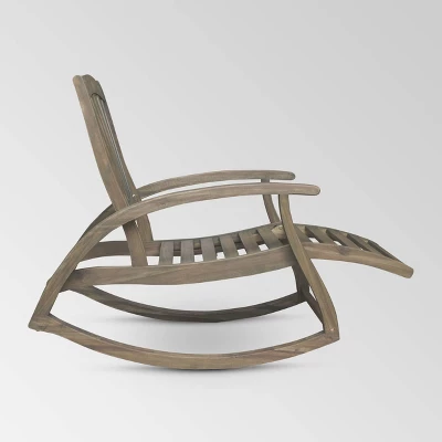 Sunview 2pk Acacia Wood Recliner Rocking Chairs - Gray - Christopher Knight Home 3 Sunview 2pk Acacia Wood Recliner Rocking Chairs - Gray - Christopher Knight Home