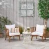 Phipps 3pc Acacia Wood Club Chair And Table Set - Teak/White - Christopher Knight Home -Outdoor Living Shop GUEST 191cfb1c 356c 4925 bd64 11ad0ee339ba