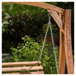 Tulip Larch Wood Patio Swinging Loveseat - Natural - Christopher Knight Home -Outdoor Living Shop GUEST 192a1f22 ac66 4882 a000 0b11a9e165bc