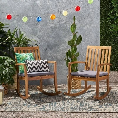 Montrose 2pk Acacia Wood Patio Rocking Chair Teak - Christopher Knight Home 3 Montrose 2pk Acacia Wood Patio Rocking Chair Teak - Christopher Knight Home