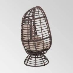 Pitner Wicker Swivel Egg Chair - Dark Brown/Beige - Christopher Knight Home -Outdoor Living Shop GUEST 1c2828fc a58b 400a 837d 96dd429ae1a3