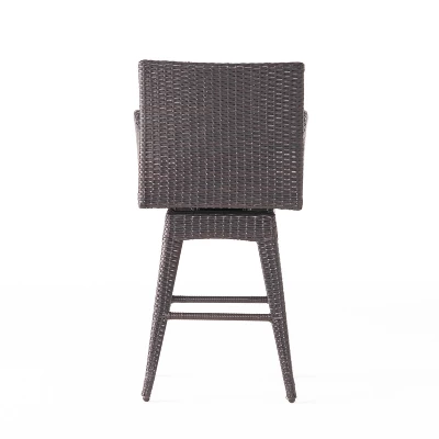 Braxton Wicker Swivel Patio Bar Stool With Cushion - Multi-Brown - Christopher Knight Home 7 Braxton Wicker Swivel Patio Bar Stool With Cushion - Multi-Brown - Christopher Knight Home - Image 5