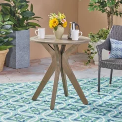 Stamford Round Acacia Wood Bistro Table With X Legs - Gray - Christopher Knight Home -Outdoor Living Shop GUEST 1d51b941 9d4c 4ae2 aed8 be5a0857532e