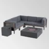 Oana 7pc Acacia V-Shaped Sectional Sofa With Fire Pit Set - Gray/Dark Gray - Christopher Knight Home -Outdoor Living Shop GUEST 1fa79066 3bae 4cff b6e5 07e12b1e1aee