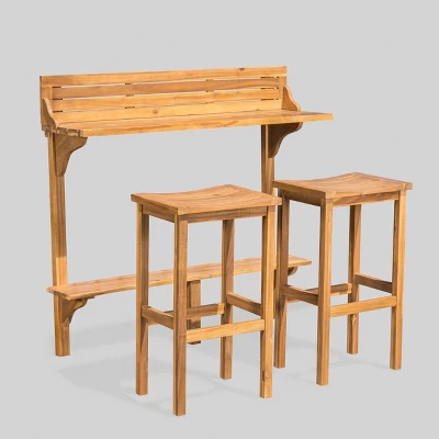 Caribbean 3pc Acacia Wood Patio Bar Set - Natural - Christopher Knight Home 3 Caribbean 3pc Acacia Wood Patio Bar Set - Natural - Christopher Knight Home