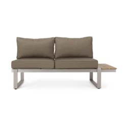 Sterling 4pc Outdoor Aluminum V Shaped 5 Seater Sofa With Cushions - Khaki/Natural - Christopher Knight Home -Outdoor Living Shop GUEST 20466cb6 8642 468a b4f1 bfcc7d873aa6