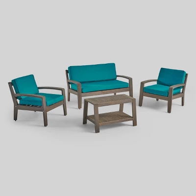 4pc Grenada Acacia Patio Chat Set With Sunbrella Cushions - Christopher Knight Home 3 4pc Grenada Acacia Patio Chat Set With Sunbrella Cushions - Christopher Knight Home