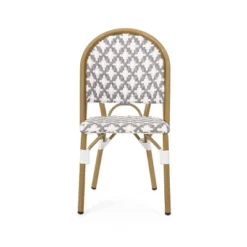 Louna 2pk Outdoor French Bistro Chairs With Bamboo Finish - Gray/White - Christopher Knight Home -Outdoor Living Shop GUEST 20faa96d 0afb 467b 9e2f 36159d8d0548