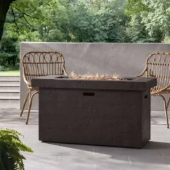 Custer Outdoor Rectangular Fire Pit - Brown - Christopher Knight Home