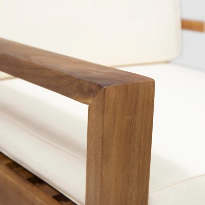 Santa Ana 2pk Acacia Wood Club Chairs Teak/Cream - Christopher Knight Home 5 Santa Ana 2pk Acacia Wood Club Chairs Teak/Cream - Christopher Knight Home - Image 3