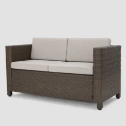 Puerta 5pc Wicker Sofa Chat Set - Brown/Ceramic Gray - Christopher Knight Home -Outdoor Living Shop GUEST 23376b8e b05d 40e5 be9b 55fec233c039