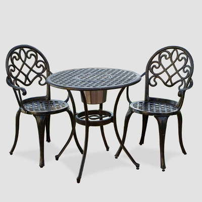 Angeles 3pc Cast Aluminum Bistro Set - Copper - Christopher Knight Home 3 Angeles 3pc Cast Aluminum Bistro Set - Copper - Christopher Knight Home