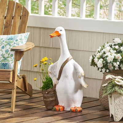 Christopher Knight Home 16" Wide Farnum Concrete Outdoor Novelty Goose Planter White/Brown 3 Christopher Knight Home 16" Wide Farnum Concrete Outdoor Novelty Goose Planter White/Brown
