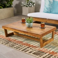 Sherwod Acacia Wood Coffee Table - Teak - Christopher Knight Home -Outdoor Living Shop GUEST 27377524 6ec5 4554 99a3 8651cd92f467