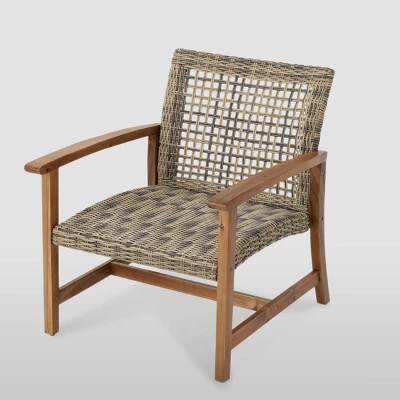 Hampton 4pk Wicker Mid-Century Club Chairs - Natural/Gray - Christopher Knight Home 6 Hampton 4pk Wicker Mid-Century Club Chairs - Natural/Gray - Christopher Knight Home - Image 4
