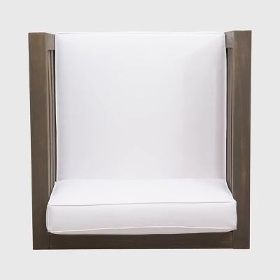 Oana 2pk Acacia Wood Club Chairs - Gray/White - Christopher Knight Home 6 Oana 2pk Acacia Wood Club Chairs - Gray/White - Christopher Knight Home - Image 4