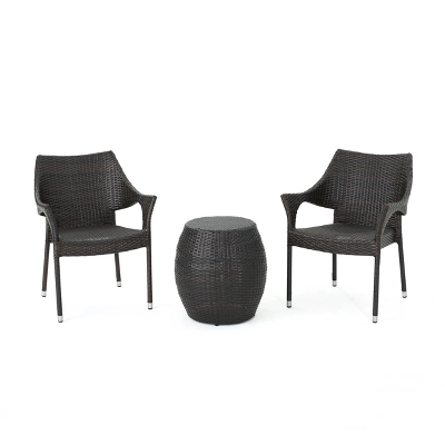 Pierce 3pc Wicker Chat Set - Multibrown - Christopher Knight Home 3 Pierce 3pc Wicker Chat Set - Multibrown - Christopher Knight Home