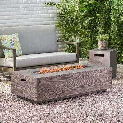 Senoia Outdoor Rectangular Fire Pit With Tank Holder - Brown - Christopher Knight Home 3 Senoia Outdoor Rectangular Fire Pit With Tank Holder - Brown - Christopher Knight Home