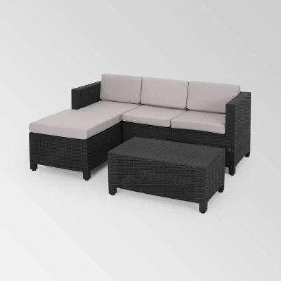 Waverly 5pc Faux Wicker Sectional Set Dark Gray/Gray - Christopher Knight Home 3 Waverly 5pc Faux Wicker Sectional Set Dark Gray/Gray - Christopher Knight Home